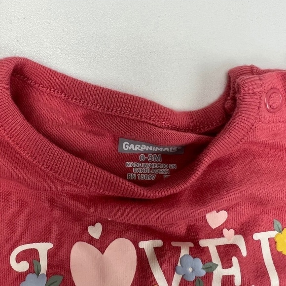 Bundle of 2 Garanimals "Loved" Bodysuits in Pink Sz 0-3M - Picture 2 of 4
